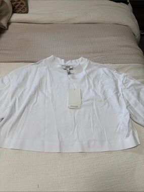 COS White Cropped Short-Sleeve Crew Top